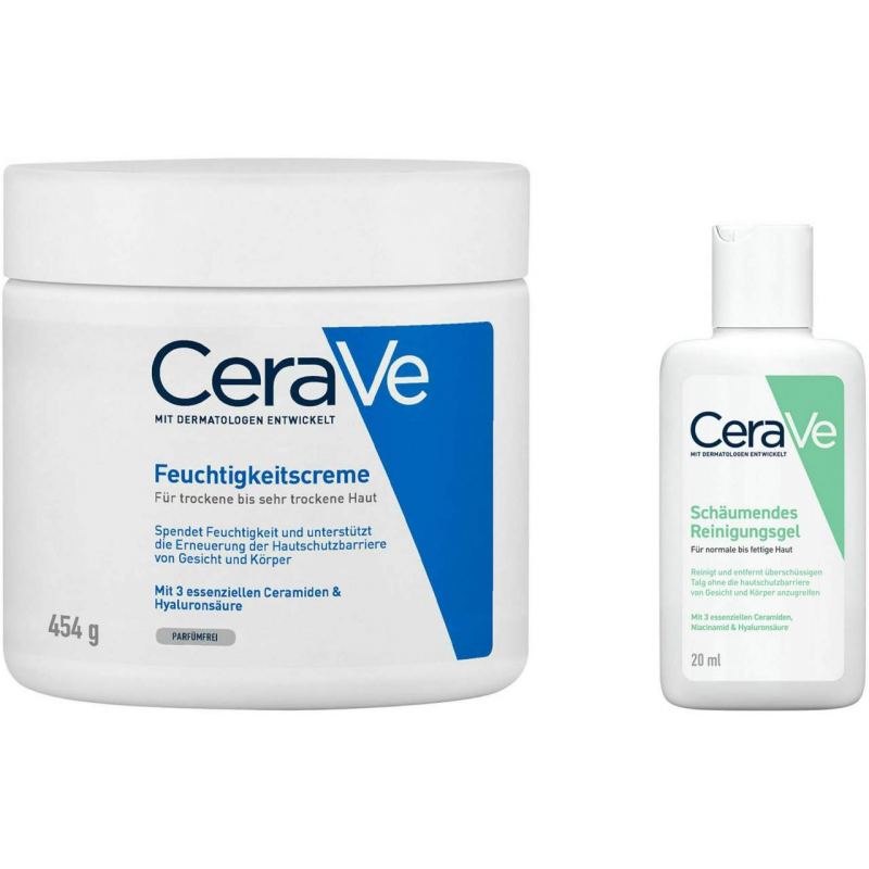 CeraVe Feuchtigkeitscreme 454 g + gratis schäumendes Reinigungsgel 20 ml