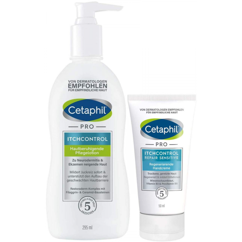 Cetaphil Pro Itch Control Pflegelotion 295 ml + gratis Sensitive Regenerierende Handcreme 50 ml