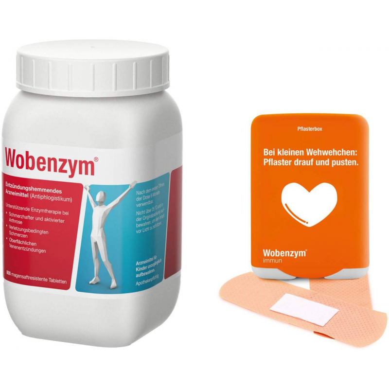 Wobenzym 800 magensaftresistente Tabletten + gratis Pflasterbox zu Wobenzym 1 Stück