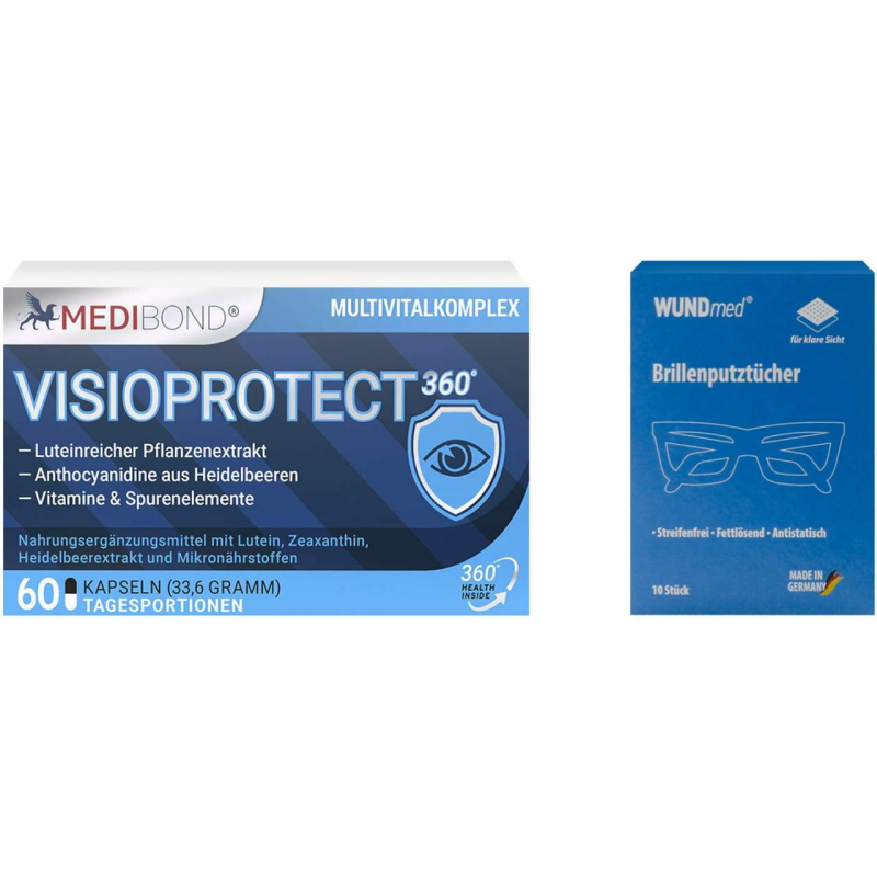 Visioprotect 360° Medibond 60 Kapseln + gratis Brillenputztücher 10 Stück