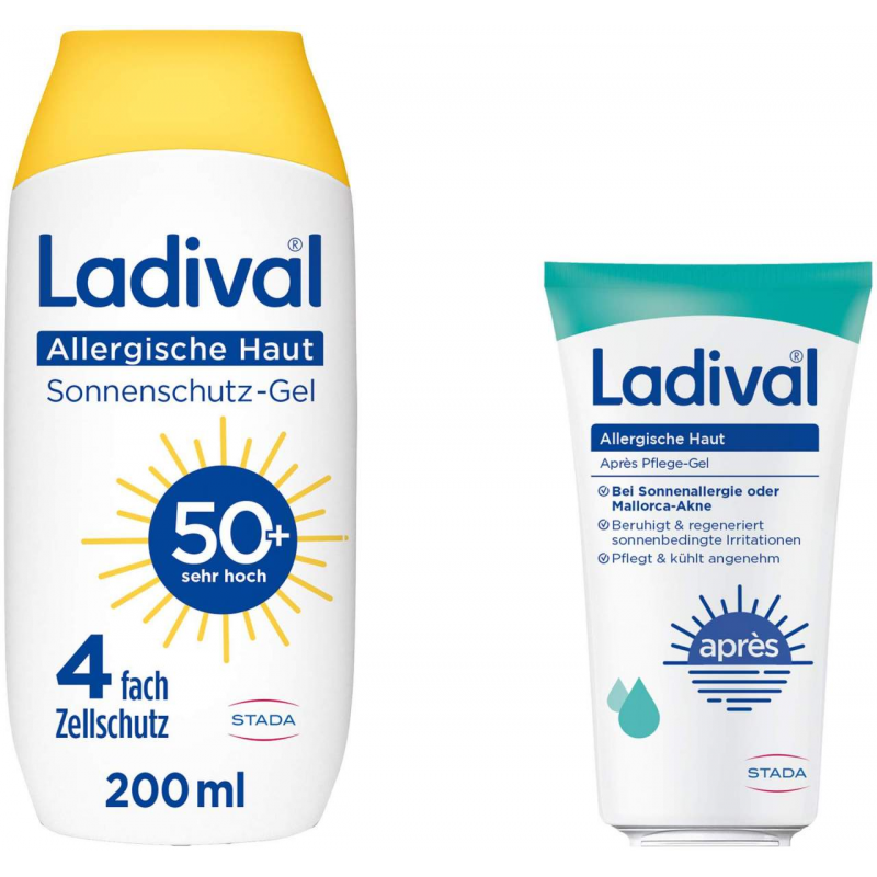 Ladival allergische Haut Sonnenschutz-Gel LSF 50+ 200 ml + gratis Ladival allergische Haut Apres Pflege Gel 50 ml