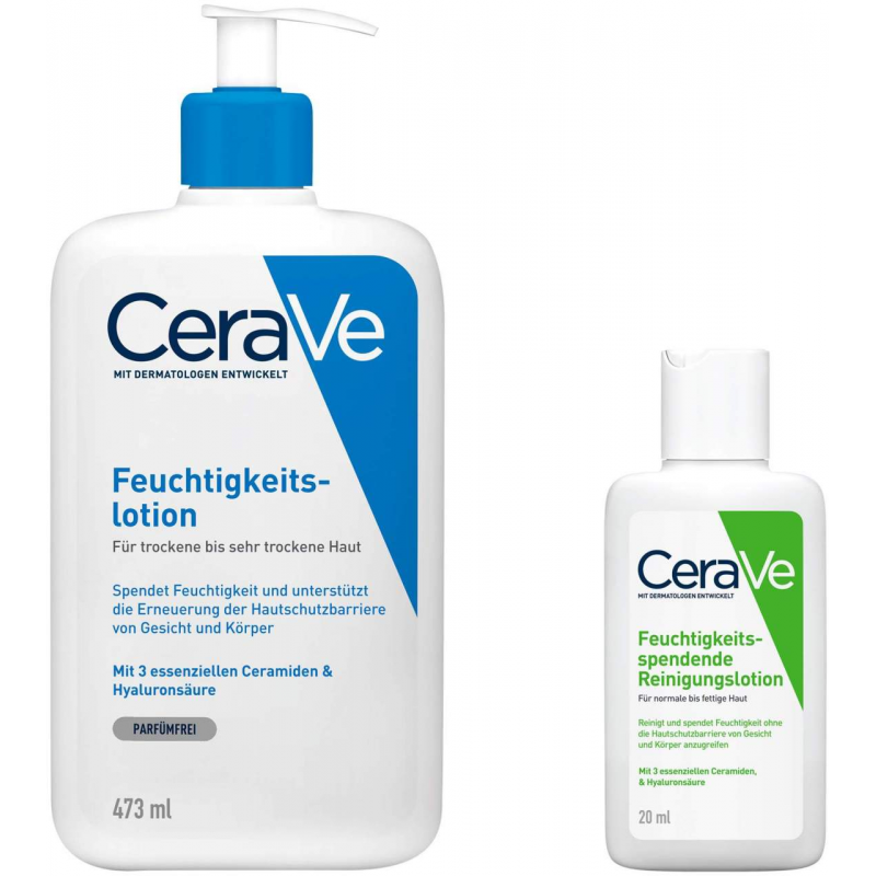 CeraVe Feuchtigkeitslotion 473 ml + gratis 20 ml Reinigungslotion
