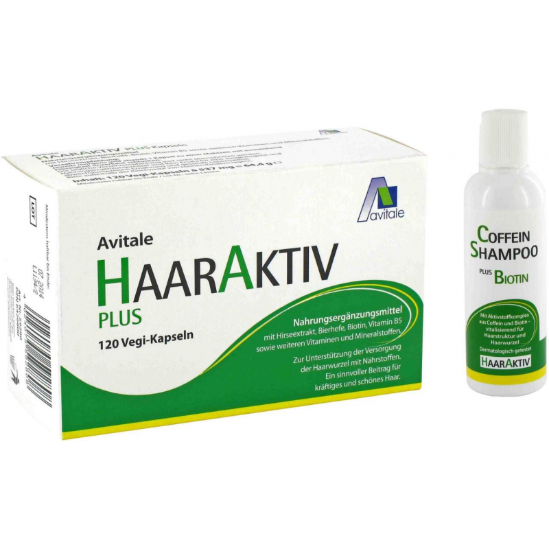 Haaraktiv Plus Vegi 120 Kapseln + gratis Coffein Shampoo 100 ml