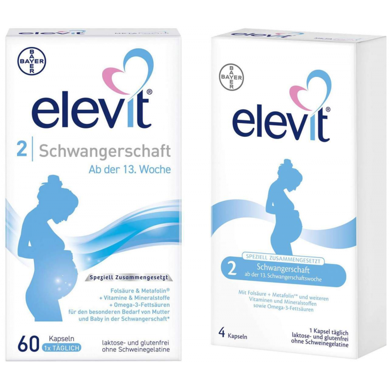 Elevit 2 Schwangerschaft 60 Kapseln + gratis 8 Kapseln