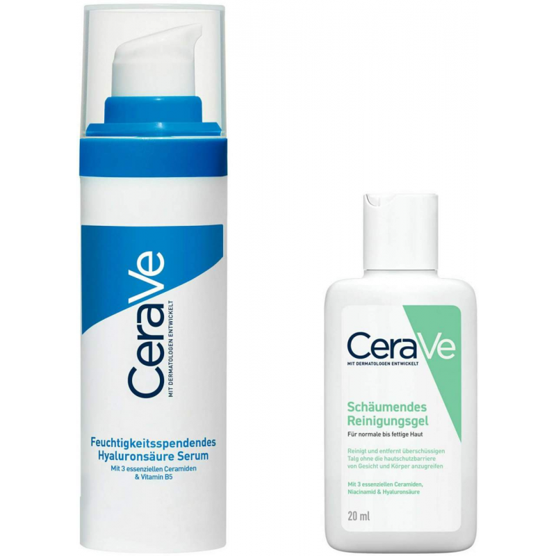 CeraVe feuchtigkeitsspendendes Hyaluronsäure Serum 30 ml + gratis schäumendes Reinigungsgel 20 ml