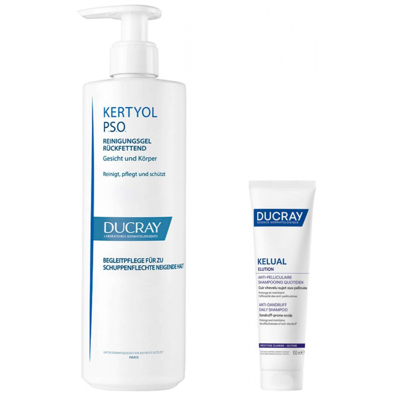Ducray Kertyol PSO Reinigungsgel rückfettend 400 ml + gratis Elution ausgl. Shampoo 100 ml