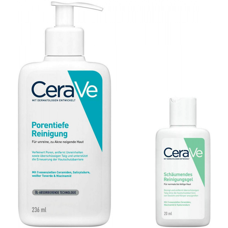 Cerave porentiefe Reinigung Gel 236 ml + gratis schäumendes Reinigungsgel 20 ml