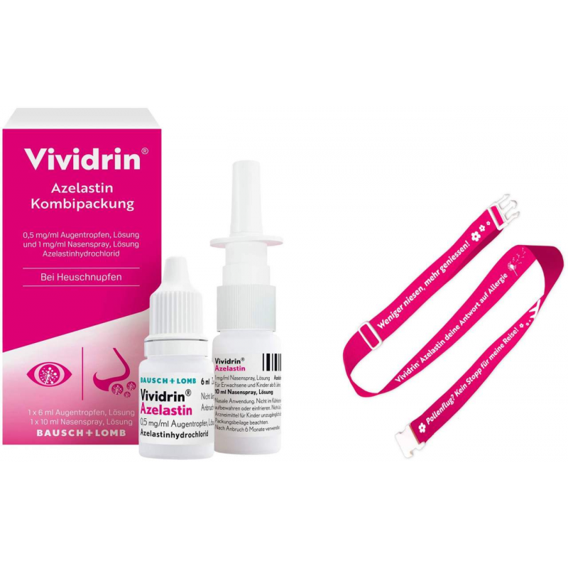 Vividrin Azelastin 1 Kombipackung + gratis Kofferband 1 Stück