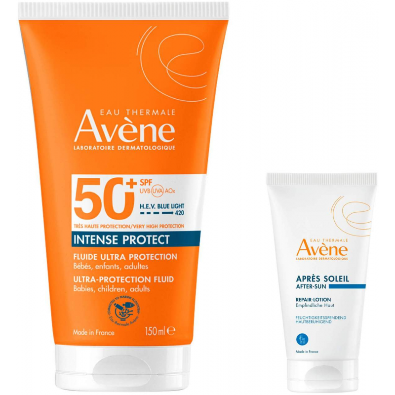 Avene Intense Protect Sonnenfluid Ultra SPF 50+ 150 ml + gratis Repair-Lotion nach der Sonne 50 ml