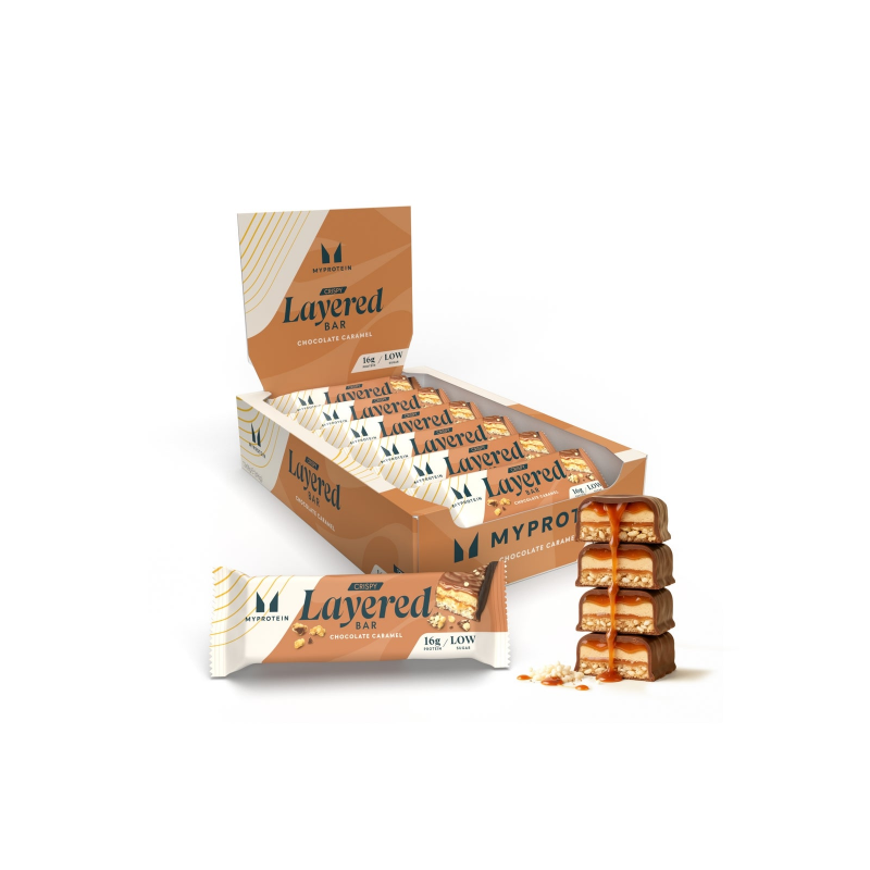 Crispy Layered Proteinriegel - 12 x 58g - Schokolade Karamell – Bild 1 von 3