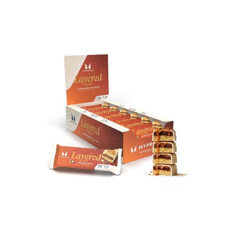 6 Layer Proteinriegel — Lebkuchen - 60g X 12Portionen - Gingerbread - Limited Edition – Bild 1 von 4