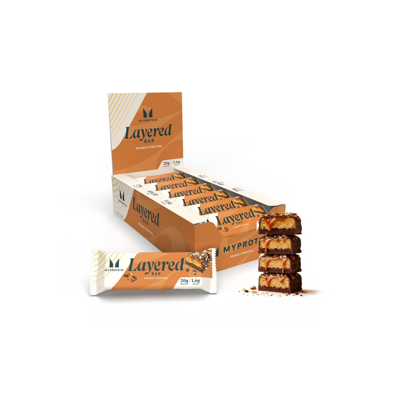 Layered Protein Bar - 12 x 60g - Chocolate Peanut Pretzel – Bild 1 von 4