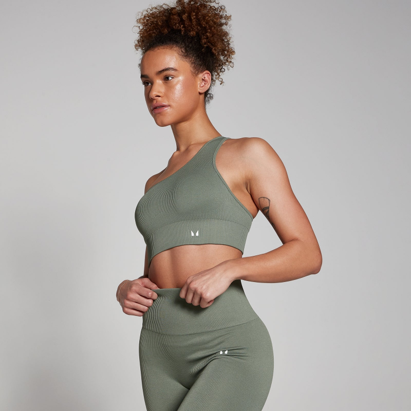 MP Damen Tempo Rib Nahtloser Asymmetrischer BH – Moosgrün - XXL – Bild 1 von 4