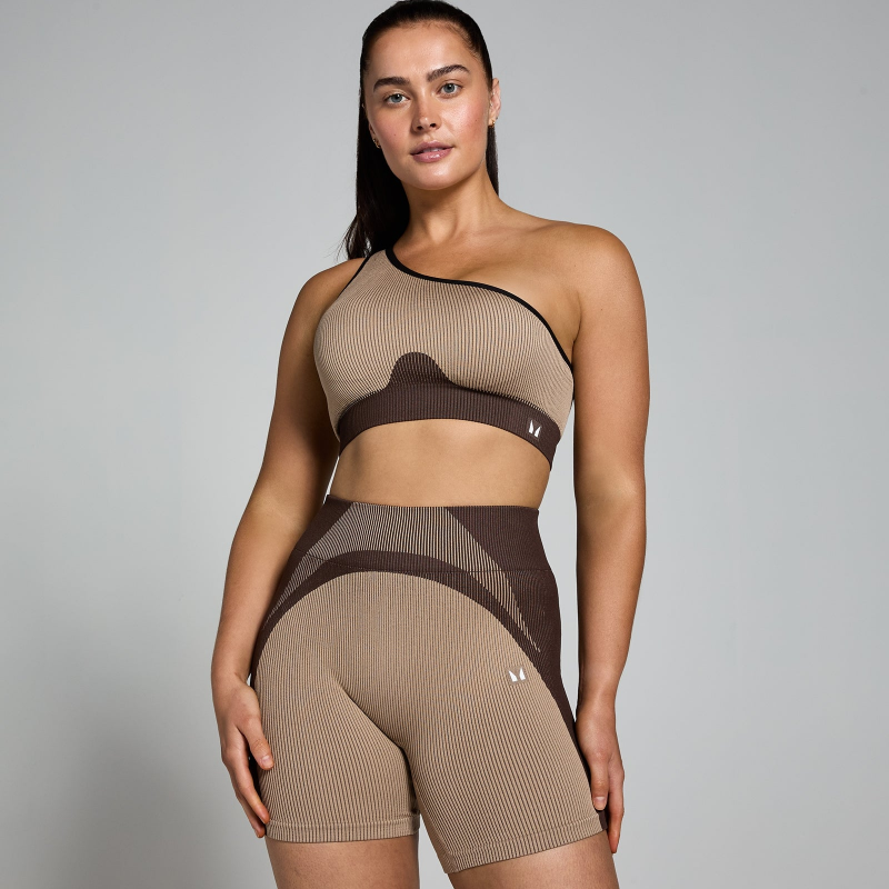 MP Damen Contrast Rib Nahtloser Sport-BH – Kaschmir/Espresso - M – Bild 1 von 4