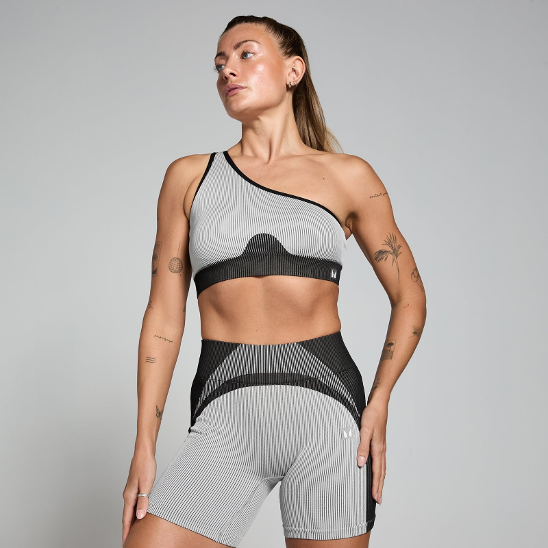 MP Damen Contrast Rib Nahtloser Sport-BH – Schwarz/Grau - L – Bild 1 von 4
