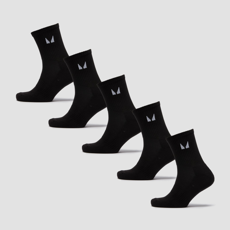 MP Unisex Crew Socks (5 Pack) - Black - UK 6-8 – Bild 1 von 4