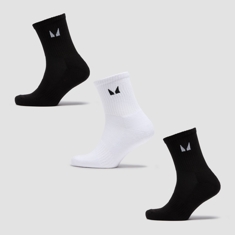 MP Unisex Crew Socks (3 Pack) - Black/White - UK 2-5 – Bild 1 von 4