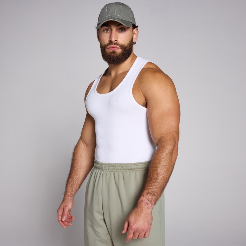 MP Men's Lift Ribbed Muscle Fit Tank - White - XS – Bild 1 von 4