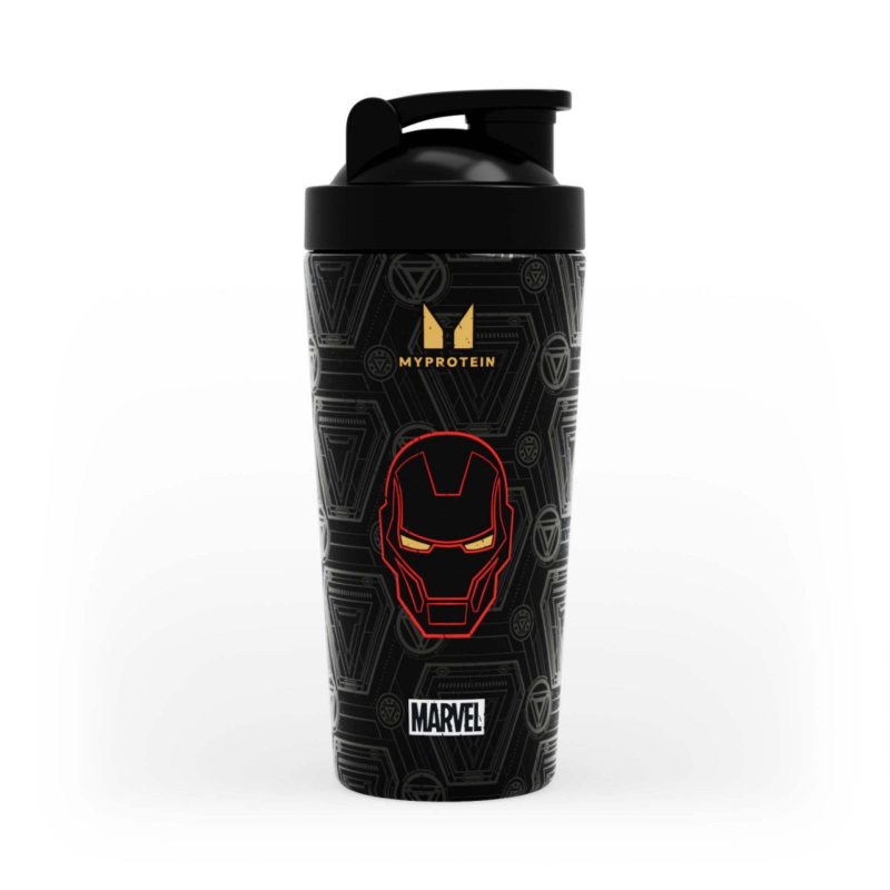 Myprotein Iron Man-Shaker aus recyceltem Metall – Schwarz