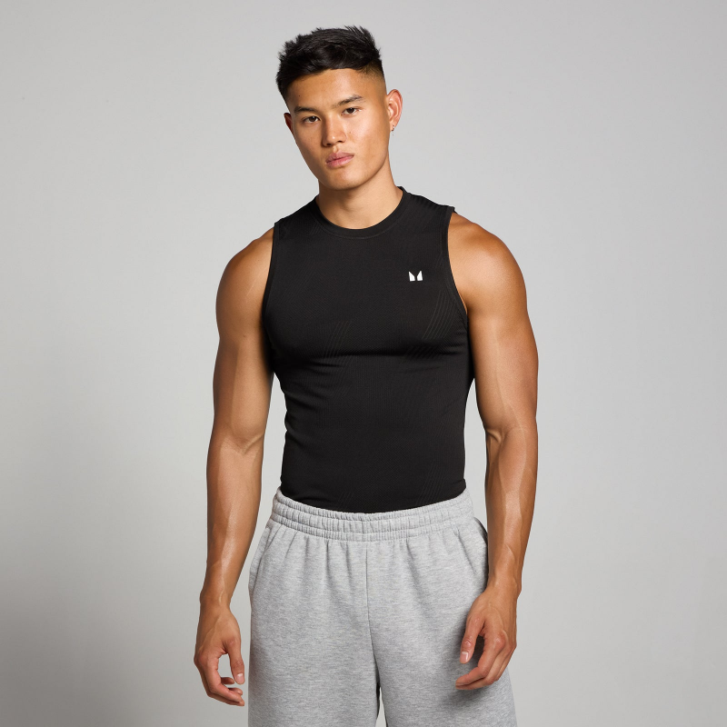 MP Herren Tempo nahtloses Tanktop mit Grafikelement – Schwarz - XS – Bild 1 von 4