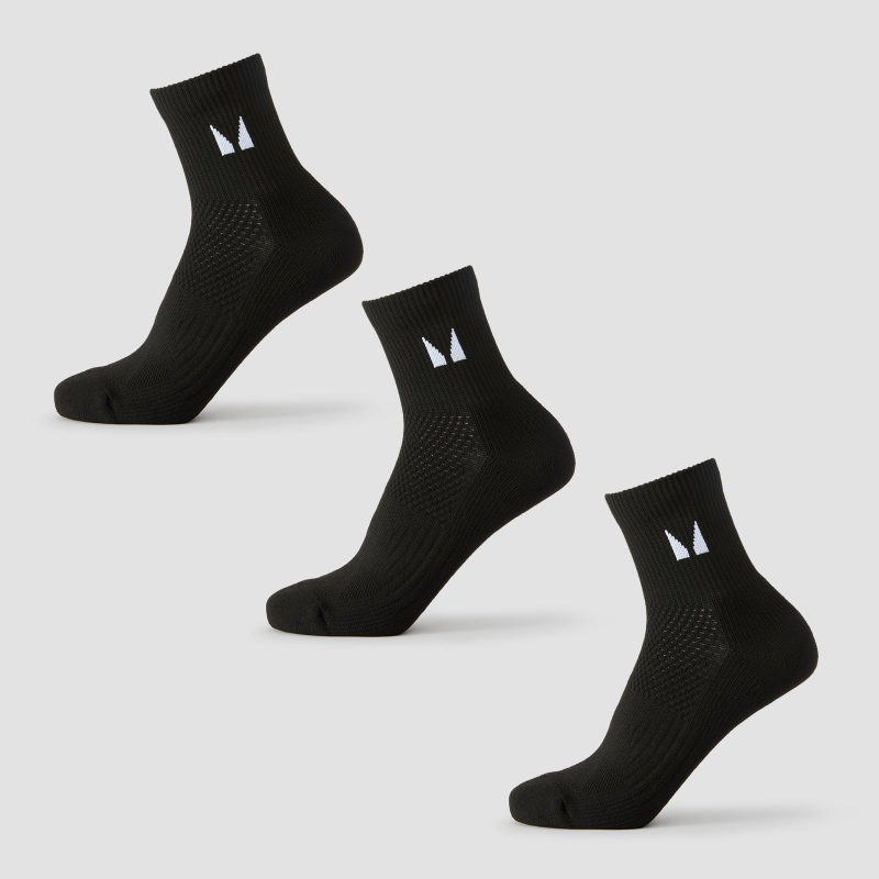 MP knöchellange Laufsocken (3er-Pack) – Schwarz - UK 2-5 – Bild 1 von 4