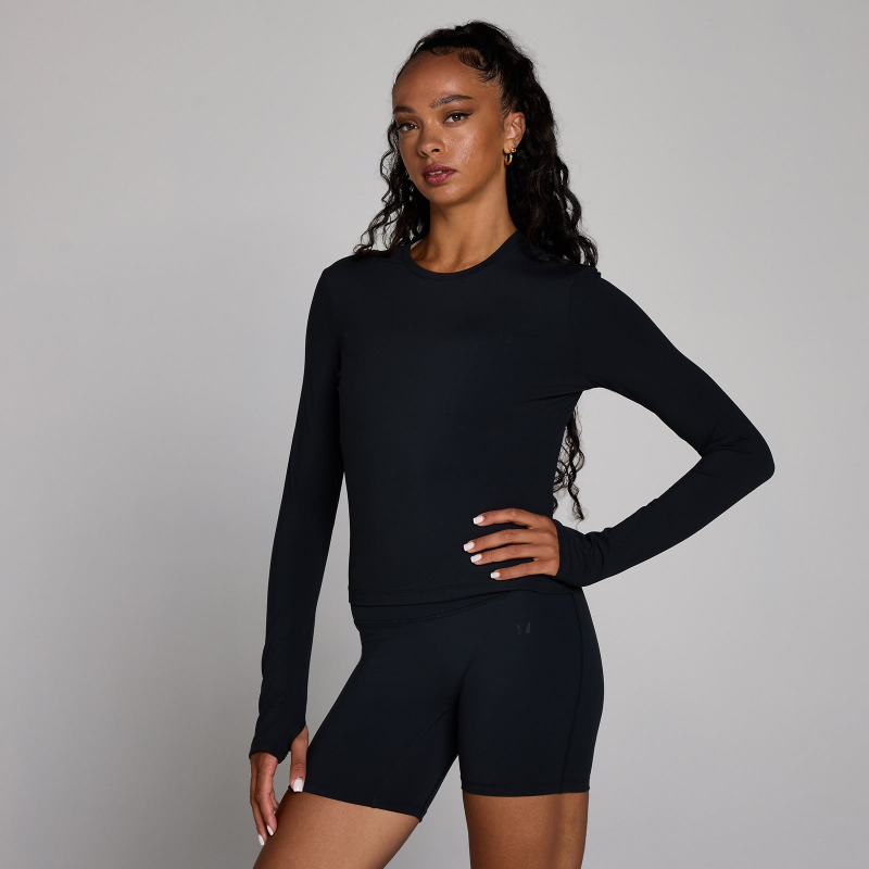 MP Women's Tempo Long Sleeve Top With Thumbholes - Black - Black - L – Bild 1 von 4