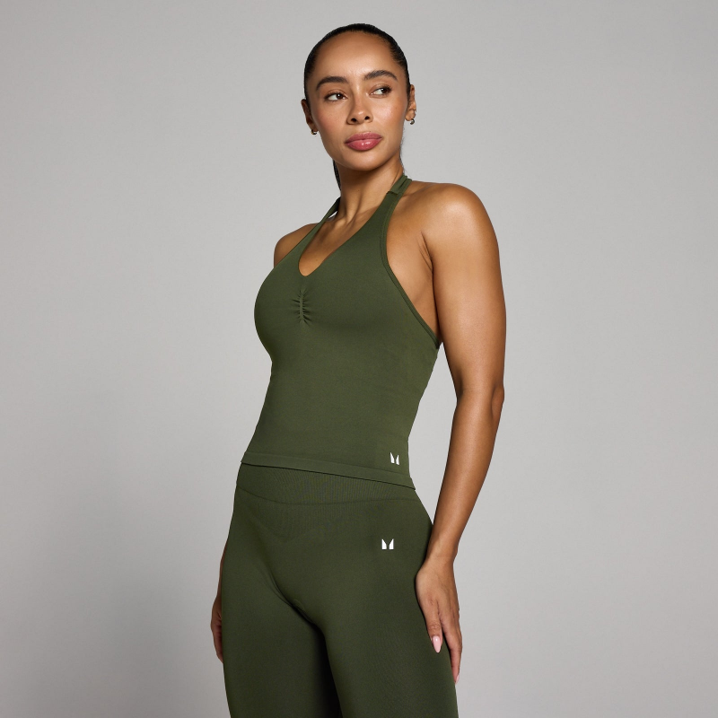 MP Damen Tempo Nahtlos Neckholder-Top - Waldgrün - XS – Bild 1 von 4