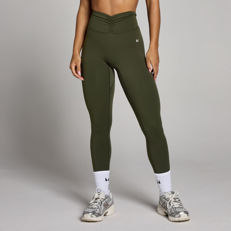 MP Damen Tempo Dipped Waist Leggings - Waldgrün - XS – Bild 1 von 4