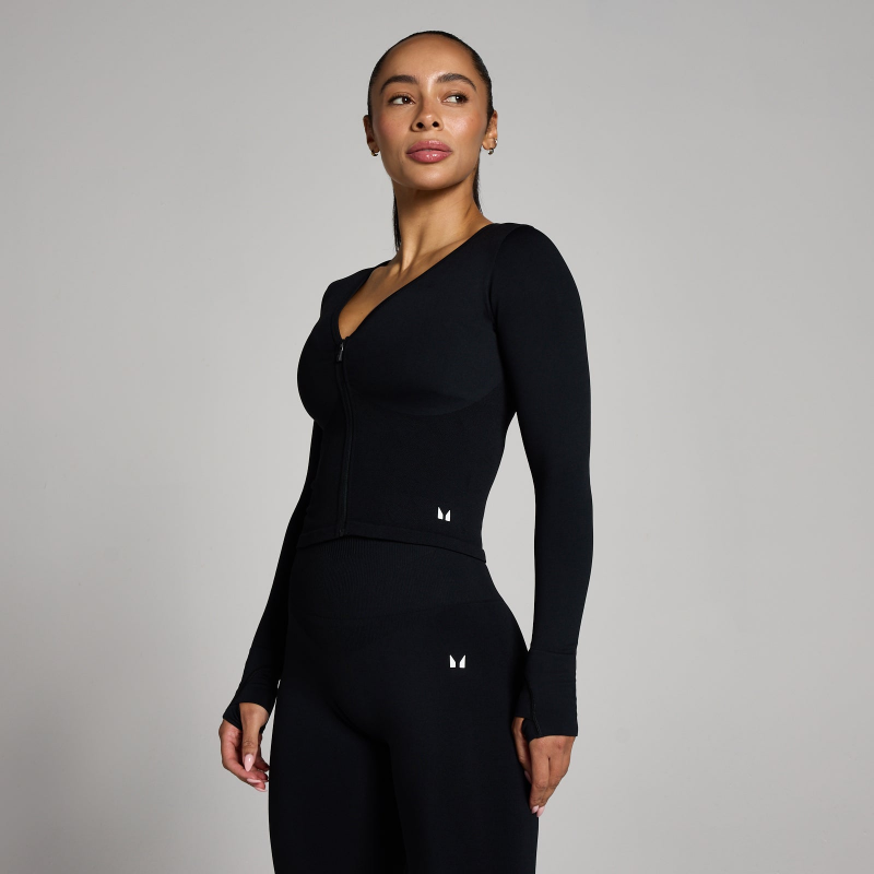 MP Damen Tempo Nahtlos Verkürzte Jacke - Schwarz - XS – Bild 1 von 4