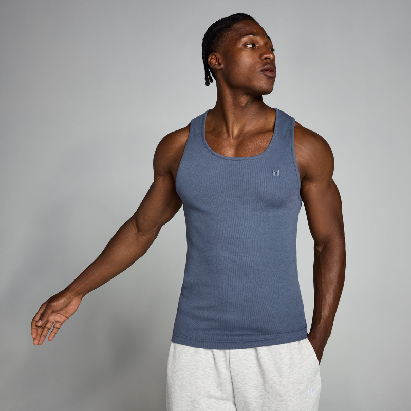 MP Lift Ribbed Muscle Fit Vest für Herren – Charcoal Blue - M – Bild 1 von 4