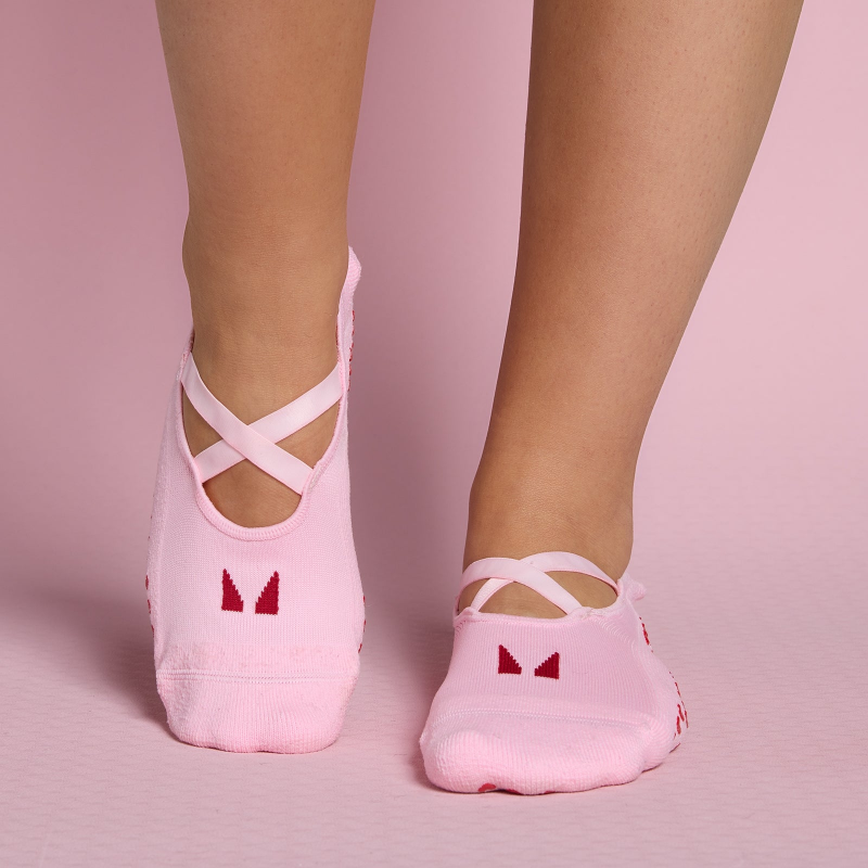 MP Valentines Ballett Rutschfeste Socken (2er-Pack) - Blush/Rosenrot - UK 9-11 – Bild 1 von 4