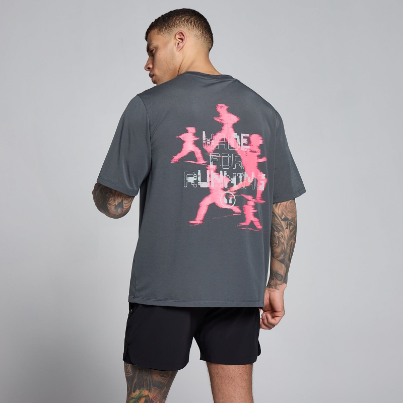 MP Herren Velocity Graphic Cotton Modal T-Shirt - Dark Grey / Pink - XL – Bild 1 von 4