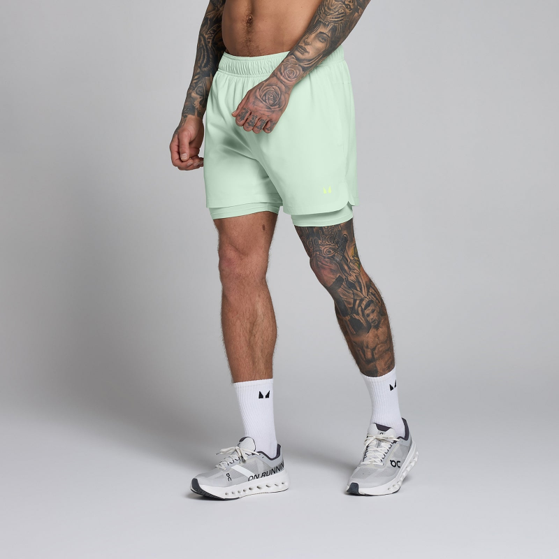 MP Herren Training 5 2-in-1 Woven Shorts - Hellgrün - XL – Bild 1 von 4