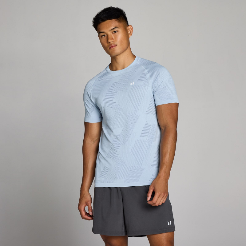 MP Herren Tempo Pillar Graphic Seamless T-Shirt – Breeze Blue - XXXL – Bild 1 von 4