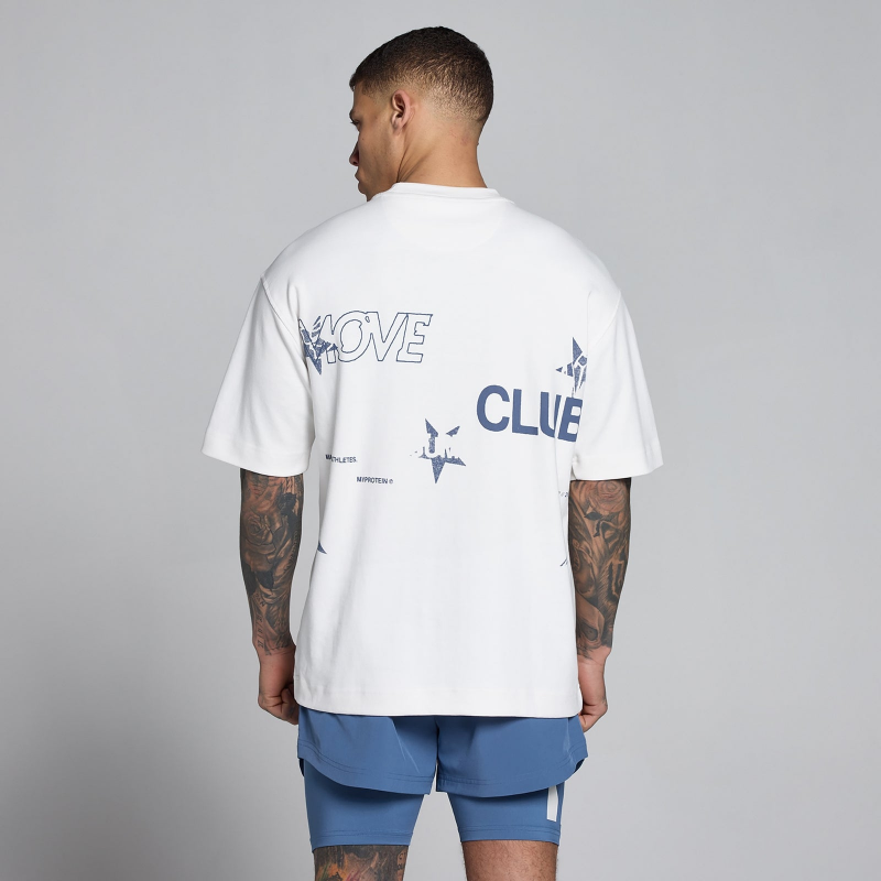MP Herren Hybrid Grafik Oversized-Baumwoll-T-Shirt – Weiß/Schieferblau - XS – Bild 1 von 4