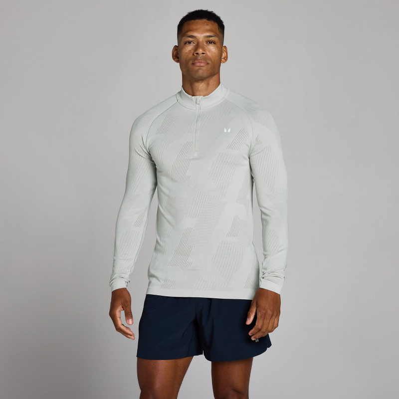 MP Herren Tempo Pillar Graphic Nahtlos 1/4 Zip - Chrom - S – Bild 1 von 4