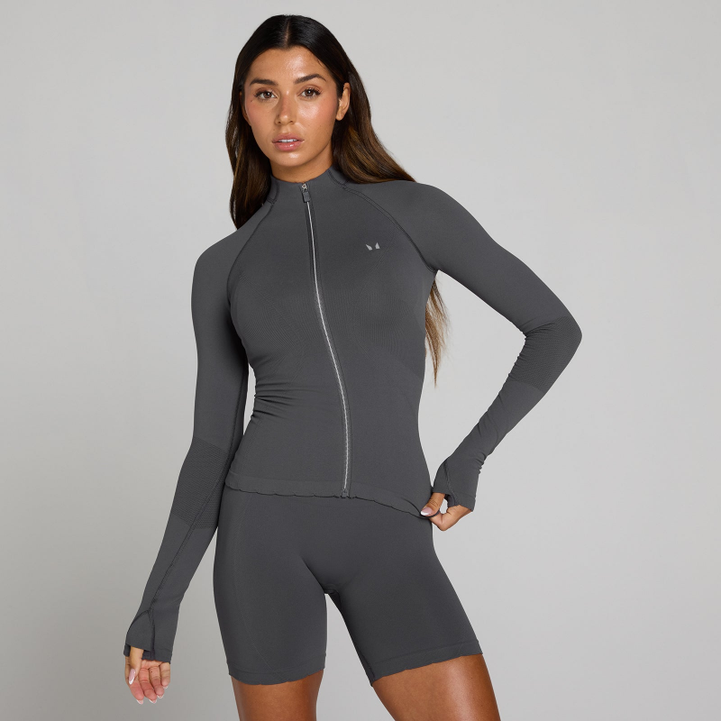 MP Damen Tempo Ultra Seamless Jacke mit durchgehendem Reißverschluss - Robust Grey - XS – Bild 1 von 4