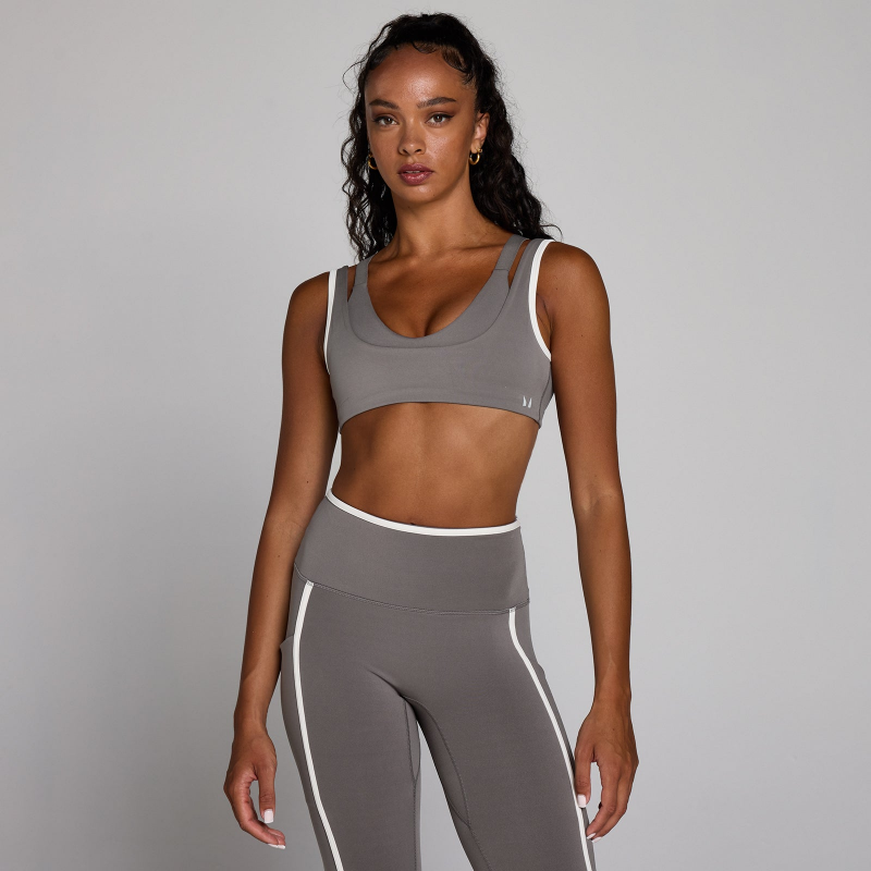 MP Damen Velocity Kontrast-Sport-BH mit doppelter Lage – Aschgrau - XS – Bild 1 von 4