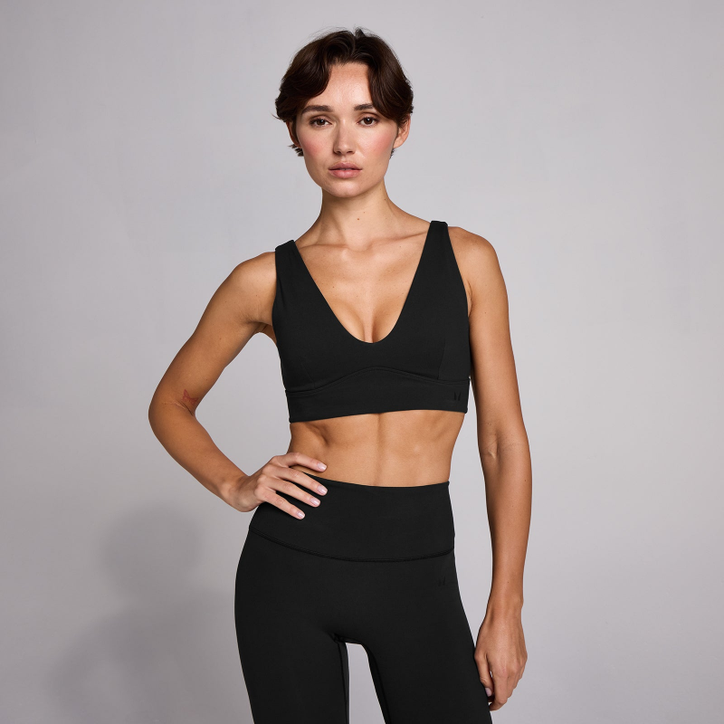 MP Damen SculptForm V-Neck Longline Sport-BH – Schwarz - XS – Bild 1 von 4