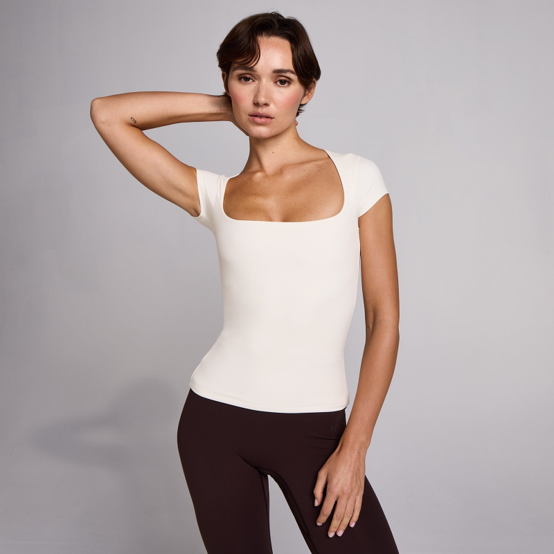 MP Damen SculptForm Kurzarm-Top mit eckigem Ausschnitt - Perle - XS – Bild 1 von 4