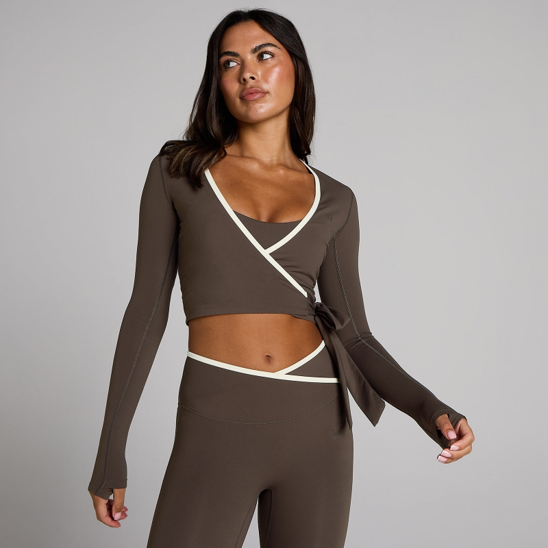 MP Damen Tempo Contrast Wickel-Top - Schokolade - XS – Bild 1 von 4