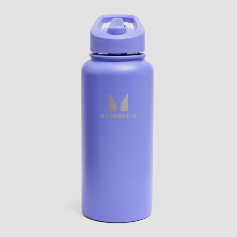 Myprotein recycelte Metallflasche mit Klappstrohhalm 1 L – Power-Indigo – Bild 1 von 4