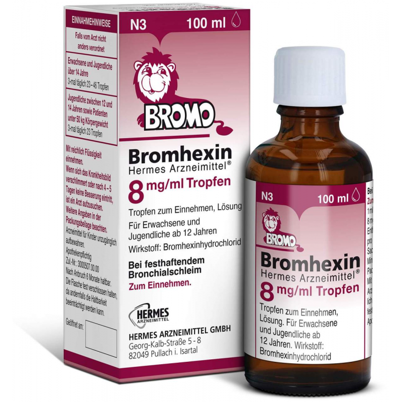 Bromhexin Hermes Arzneimittel 8 mg pro ml 100 ml Tropfen