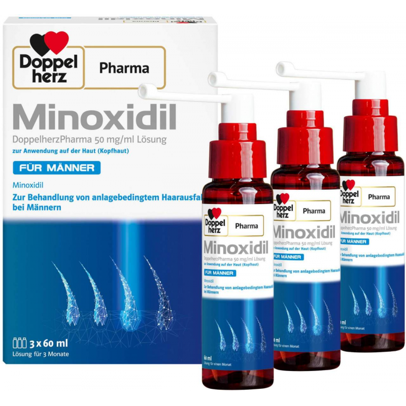 Minoxidil Doppelherz Pharma 50 mg je ml 3 x 60 ml Lösung für Männer