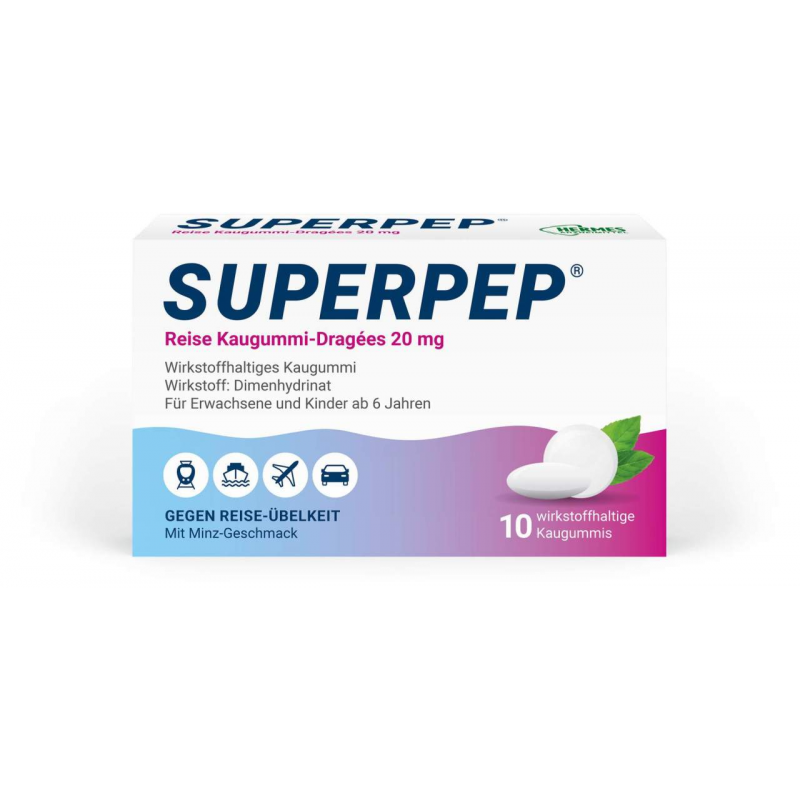 Superpep wirkstoffhaltiges Kaugummi 20 mg 10 Stück