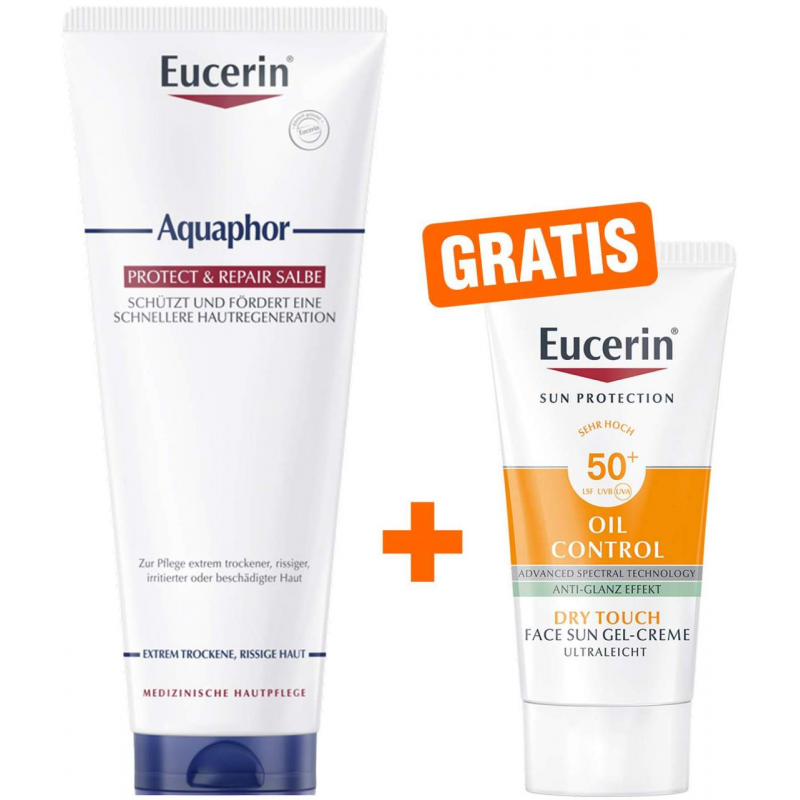 Eucerin Aquaphor Protect & Repair 220 ml Salbe + gratis Eucerin Sun Gel-Creme Oil Control 20 ml