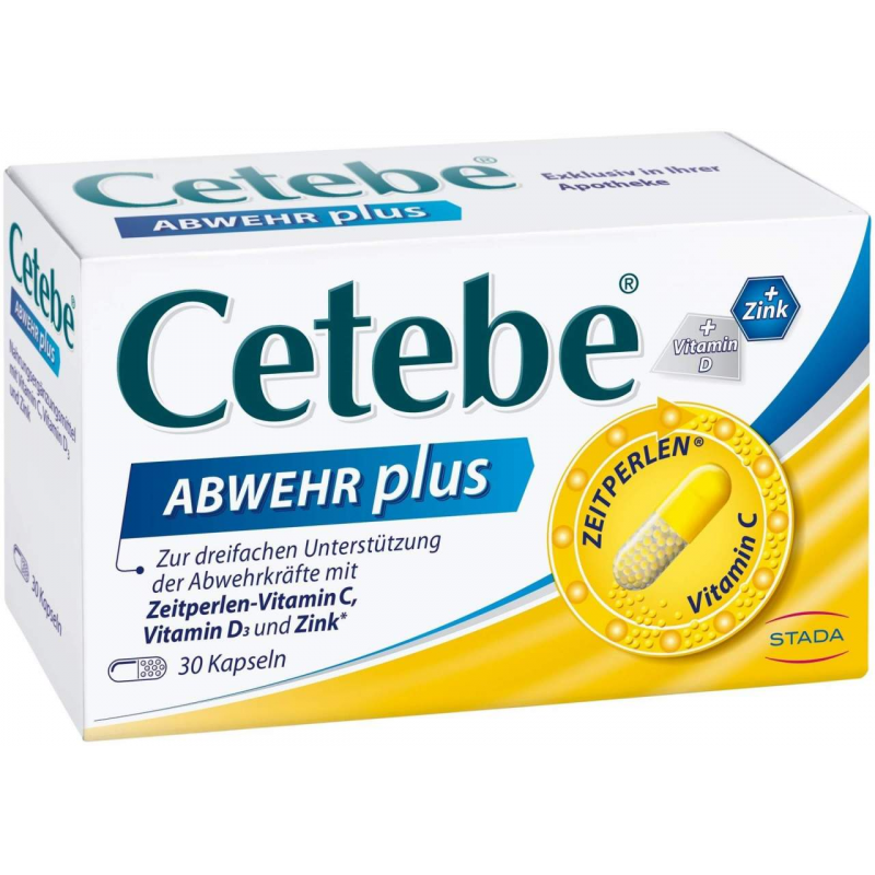 Cetebe Abwehr plus Vitamin C+Vitamin D3+ Zink 30 Kapseln