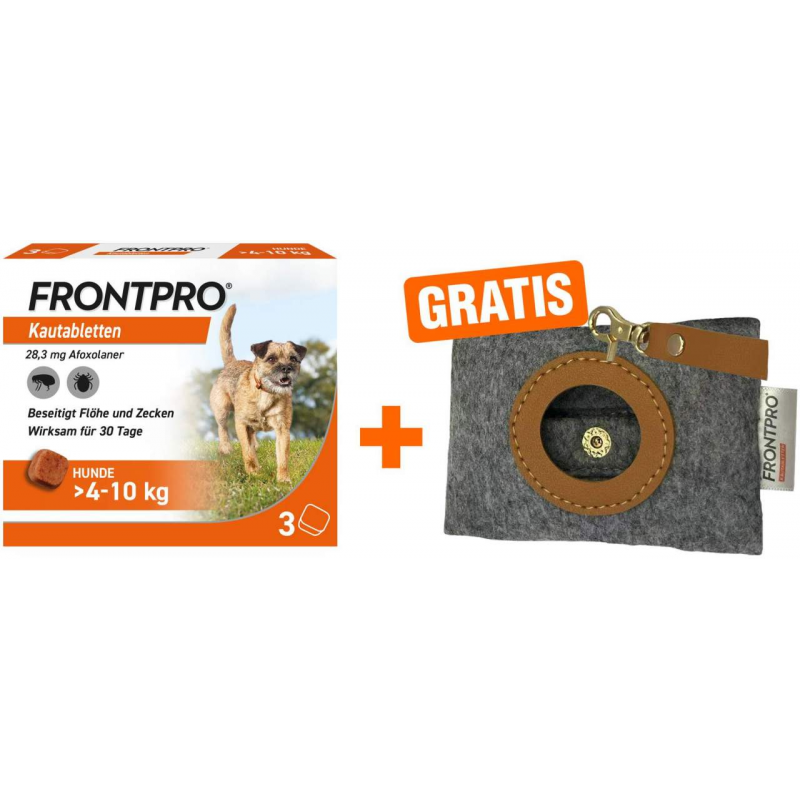 Frontpro 28,3 mg für Hunde 3 Kautabletten + gratis Hundebeutelspender 1 Stück