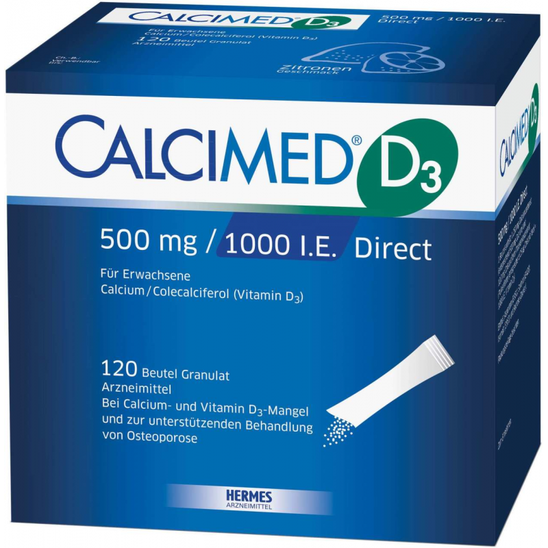 Calcimed D3 500 mg - 1000 I.E. Direct Granulat 120 Beutel