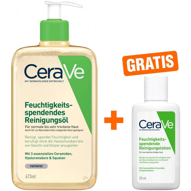 CeraVe Reinigungsöl 473 ml + gratis CeraVe feuchtigkeitsspendende Reinigungslotion 20 ml